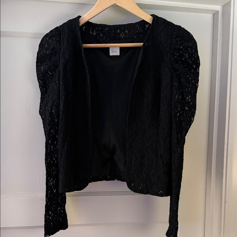 Chic Black Lace Open-Front Sweater